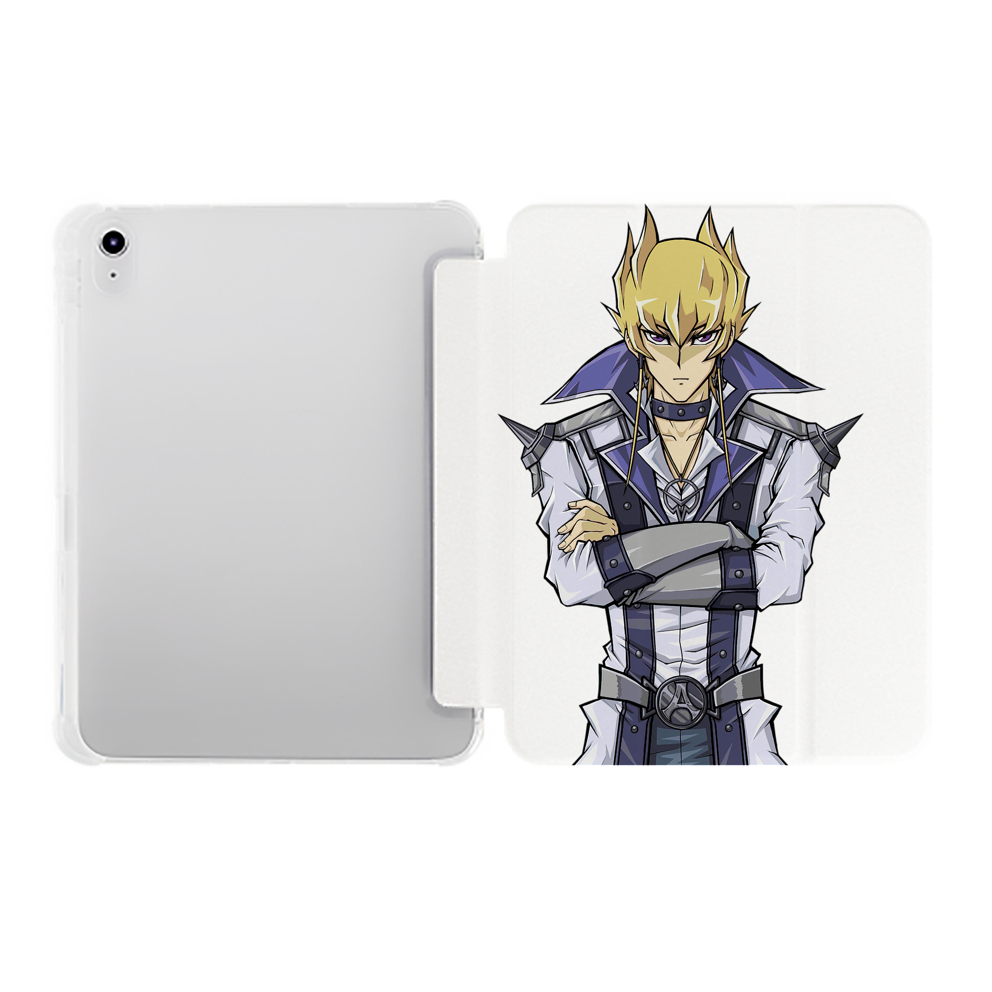 （画像用） 遊☆戯☆王 Yu-Gi-Oh! IPad ケース ペン収納付き 三つ折りスタンド PUレザー×シリコン 対応機種9.5/10.5/10.9インチ